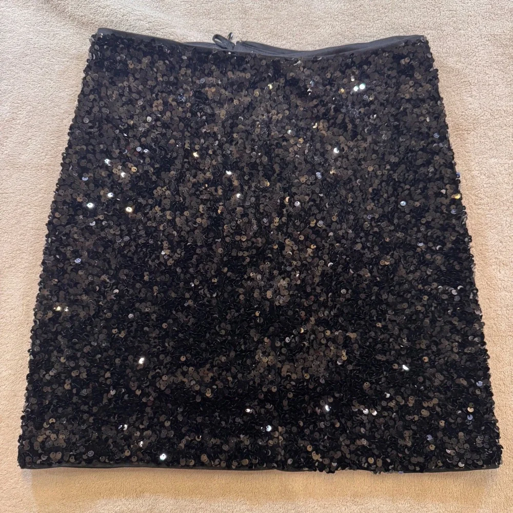 Glam Sequin Party Mini Skirt‎ Sparkly Black Night Out Cocktail Holiday Sz 6